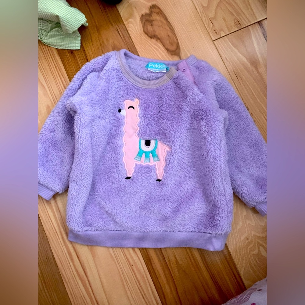 Pekkle brand baby sweater, Purple color for 9 months old baby girl.